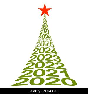 Arbre du nouvel an numéros 2020, arbre de Noël vectoriel symbole de la nouvelle vie, du bien-être et d'un bel avenir Illustration de Vecteur