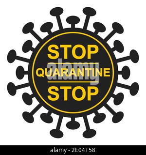 Forme bactéries virus stop signe de quarantaine vecteur page signe avertissement sur la zone de quarantaine coronavirus COVID, arrêter le mouvement des personnes infectées Illustration de Vecteur