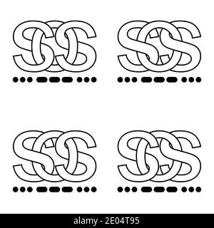 Icône signe symbole SOS lettres entrelacées S O S signe Morse code. Illustration autocollant symbole signal SOS à plat Illustration de Vecteur