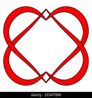 Deux cœurs logo mariage Agence, vecteur coeur entrelacée symbole signe amour et loyauté mutuels éternels Illustration de Vecteur