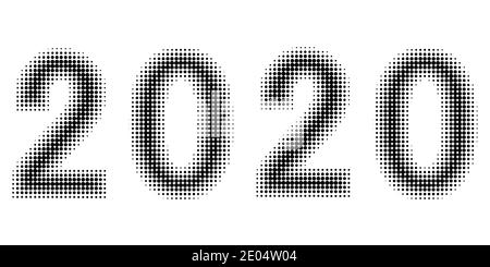 2020 chiffres de la nouvelle année date style demi-ton vecteur 2020 demi-ton Police en pointillés des numéros d'effet Illustration de Vecteur