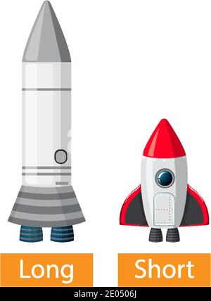 Adjectifs opposés avec une illustration longue et courte Illustration de Vecteur