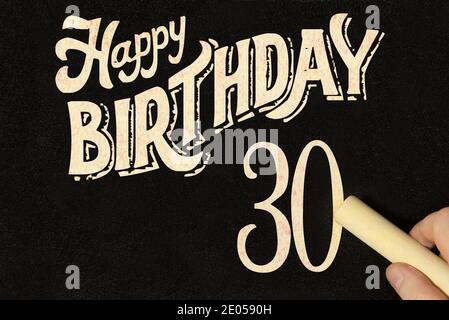Tableau de craie et joyeux 30ème anniversaire Banque D'Images