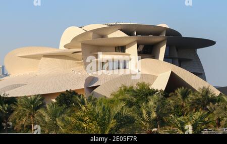 Vue sur le Musée national du Qatar Banque D'Images