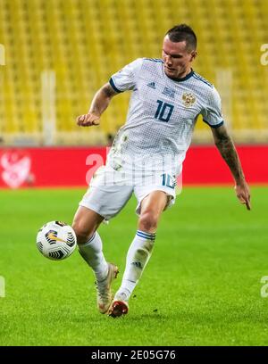 Istanbul, Turquie – 15 novembre 2020. L'attaquant de l'équipe nationale de football russe Anton Zabolotny lors du match de l'UEFA Nations League Turquie contre Russie (3-2) dans Banque D'Images