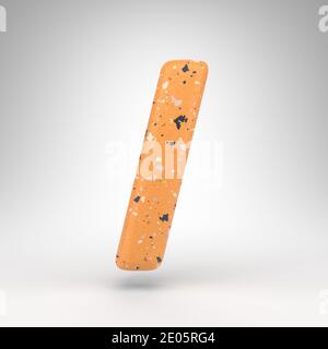 Barre oblique sur fond blanc. Signe de rendu 3D avec texture de motif en terrazzo orange. Banque D'Images