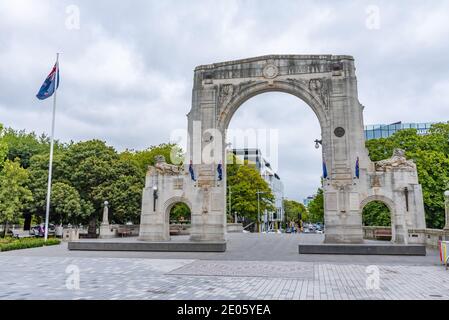 CHRISTCHURCH, NOUVELLE-ZÉLANDE, 21 JANVIER 2020 : pont du souvenir à Christchurch, Nouvelle-Zélande Banque D'Images