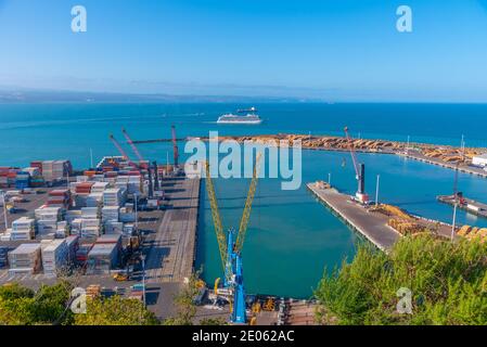 NAPIER, NOUVELLE-ZÉLANDE, 10 FÉVRIER 2020 : vue aérienne du port de Napier, Nouvelle-Zélande Banque D'Images