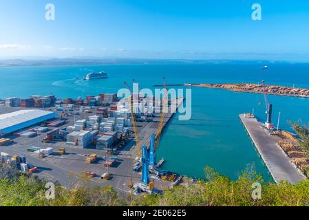 NAPIER, NOUVELLE-ZÉLANDE, 10 FÉVRIER 2020 : vue aérienne du port de Napier, Nouvelle-Zélande Banque D'Images