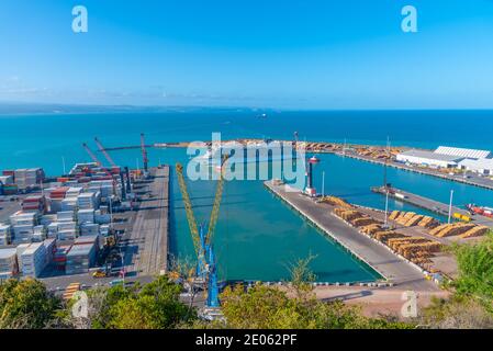 NAPIER, NOUVELLE-ZÉLANDE, 10 FÉVRIER 2020 : vue aérienne du port de Napier, Nouvelle-Zélande Banque D'Images