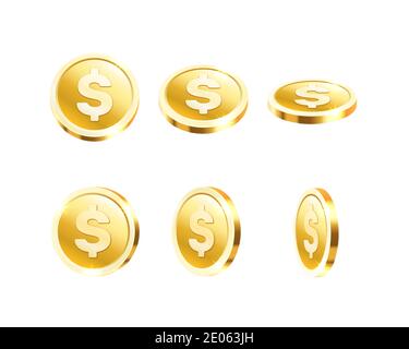 Collection de pièces volantes dollar. Icône ensemble fond blanc. Illustration vectorielle Illustration de Vecteur