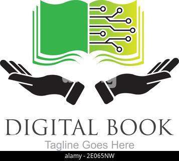 Technologie de logo de livre numérique conception d'icône vectorielle Illustration de Vecteur