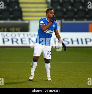 Paisley, Renfrewshire, Royaume-Uni. 30 décembre 2020 ; St Mirren Park, Paisley, Renfrewshire, Écosse ; Scottish Premiership football, St Mirren versus Rangers ; Alfredo Morelos of Rangers célèbre sa création 2-0 pour les Rangers à la 33ème minute crédit: Action plus Sports Images/Alay Live News Banque D'Images