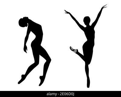 Silhouettes de stencil noir abstrait de danseuse de charme en mouvement, dessin à la main illustration vectorielle Illustration de Vecteur