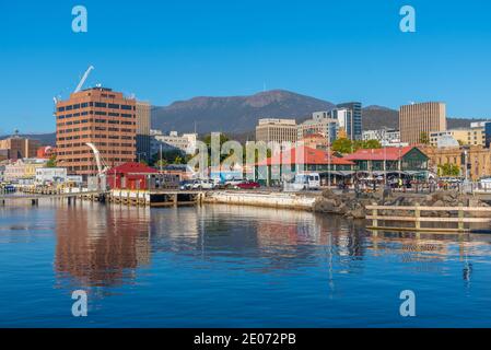 HOBART, AUSTRALIE, 22 FÉVRIER 2020 : Franklin Wharf à Hobart, Australie Banque D'Images