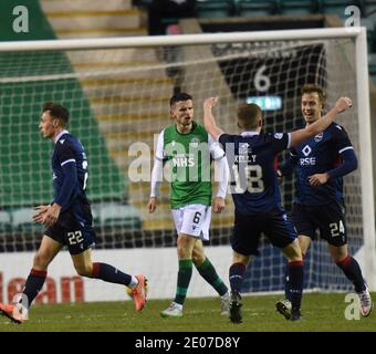 Easter Road Stadium Édimbourg. Scotland.UK .30th December-20 Scottish Premiership Match Hibernian vs Ross County . Ross County Harry Paton (24) célèbre son but contre Hibs Credit: eric mccowat/Alay Live News Banque D'Images