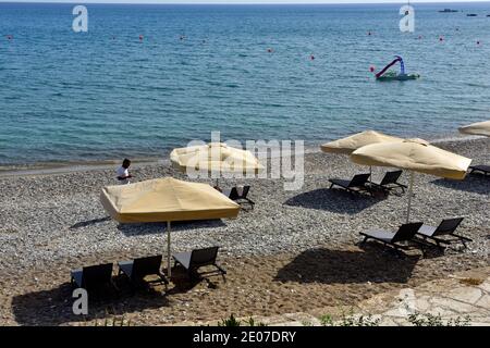 Plage de Pissouri, Chypre, Grèce, Europe Banque D'Images