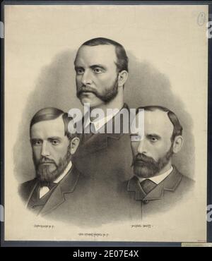 Les dirigeants de l'Irlande ; John Dillon, Chas. Stewart Parnell, Michael Davitt. Banque D'Images