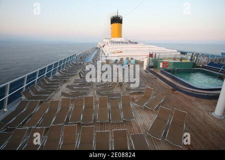 Illustration intérieure du navire de croisière italien Costa Concordia, le 10 septembre 2007. Le paquebot de croisière de luxe a chaviré au large de l'île de Giglio sur la côte de Tuskan, en Italie, le 13 janvier 2012. Photo de Jerome Domine/ABACAPRESS.COM Banque D'Images