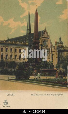Leipzig, Sachsen - Mendebrunnen auf dem Augustusplatz Banque D'Images