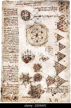 Leonardo da Vinci – Codex Atlanticus folio 459r. Banque D'Images
