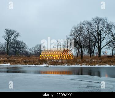 Les gens de l'éducation du gaz Pavillon dans Lincoln Park - conçu par Studio Gang Banque D'Images