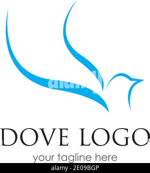 Modèle de logo de Dove d'oiseau modèle de logo d'oiseau, vecteur de conception d'icône de vol d'animal Illustration de Vecteur