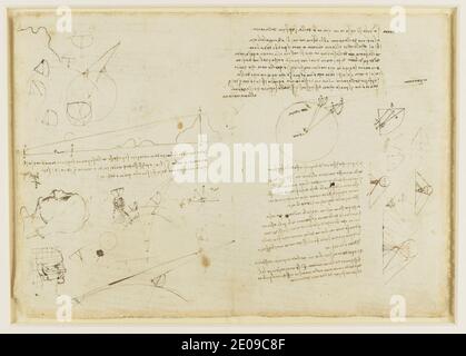 Leonardo da Vinci - UNE feuille recto verso d'études de l'optique c.1482-5. Banque D'Images