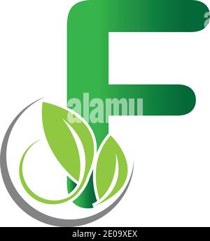Lettre initiale F avec logo feuille, vert ECO feuille lettre F modèle de logo Illustration de Vecteur