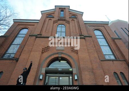 Illustration de la Maison funéraire de Whigham et de l'église où se tient le funéraire de Whitney Houston à Newark, NJ, USA le 14 février 2012. Photo par JMP/ABACAPRESS.COM Banque D'Images