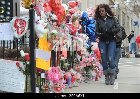 Illustration de la Maison funéraire de Whigham et de l'église où se tient le funéraire de Whitney Houston à Newark, NJ, USA le 14 février 2012. Photo par JMP/ABACAPRESS.COM Banque D'Images