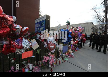 Illustration de la Maison funéraire de Whigham et de l'église où se tient le funéraire de Whitney Houston à Newark, NJ, USA le 14 février 2012. Photo par JMP/ABACAPRESS.COM Banque D'Images