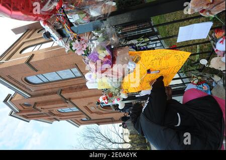 Illustration de la Maison funéraire de Whigham et de l'église où se tient le funéraire de Whitney Houston à Newark, NJ, USA le 14 février 2012. Photo par JMP/ABACAPRESS.COM Banque D'Images