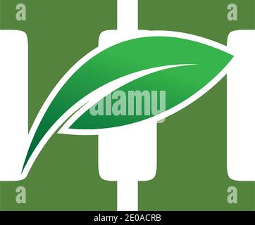 Lettre H ECO Leaves logo icône éléments de modèle de conception Illustration de Vecteur