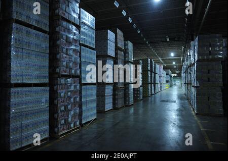 Les derniers jeux monopolistiques sont stockés à l'usine de jeux de Hasbro, dans l'ouest du Massachusetts, à Springfield, ma, USA, le 27 février 2012. Les jeux Monopoly sont le jeu de société le plus réussi de tous les temps photo par Olivier Douliery/ABACAPRESS.COM Banque D'Images