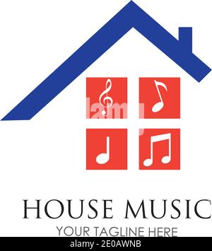 Modèle de design d'illustration pour les images du logo de la musique maison Illustration de Vecteur