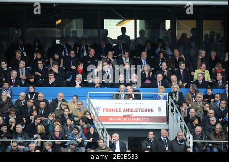 Tribune présidentielle lors du tournoi de rugby RBS 6 Nations, France contre Angleterre au Stade de France à Saint-Denis, près de Paris, France, le 11 mars 2012. L'Angleterre a gagné 24-22. Photo par ABACAPRESS.COM Banque D'Images