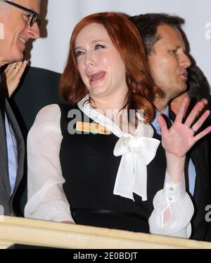 Christina Hendricks, membre du casting Mad Men, assistait à la cérémonie d'ouverture de la sonnette d'Euronext à la Bourse de New York, au siège de Wall Street, New York City, NY, USA, le 21 mars 2012. Photo de Charles Guerin/ABACAPRESS.COM Banque D'Images