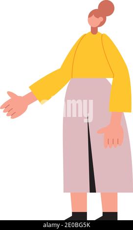 Femme dessin animé disant bonjour design, fille femme personne personnes humain et social thème de médias illustration vectorielle Illustration de Vecteur