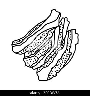 Ensemble d'icônes dessinées à la main bacon France Vector. Illustration de Vecteur