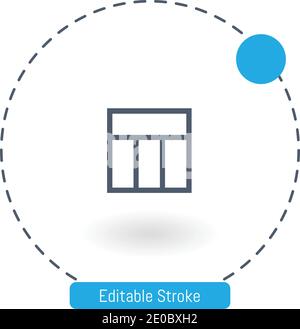 bouton à contour carré de mise en page de trois colonnes avec l'en-tête icône vectorielle icônes de contour modifiables pour le web et les mobiles Illustration de Vecteur