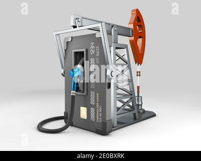 3d rendu réaliste de crédit avec tuyau à carburant et pompe à huile, chemin de coupure inclus Banque D'Images