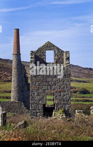 Un ancien moteurhouse minier, West Cornwall, Angleterre, Royaume-Uni. Banque D'Images