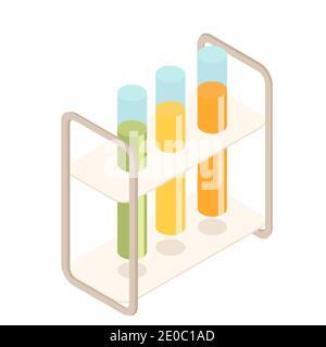 Les tubes à essai définissent l'illustration du vecteur isométrique Illustration de Vecteur