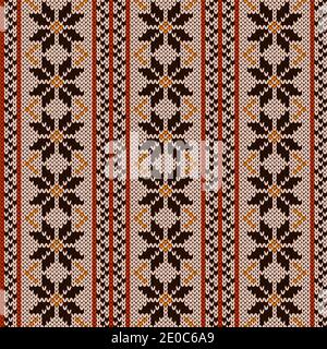 Tricot sans couture orné de teintes beige, marron et orange, motif vectoriel comme texture de tissu Illustration de Vecteur