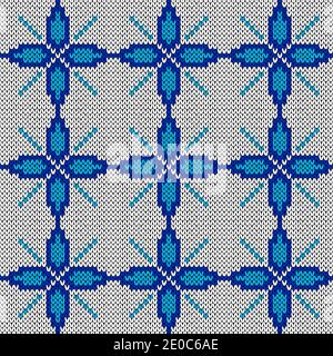 Motif vectoriel sans couture orné dans des tons de bleu et de blanc comme texture de tissu Illustration de Vecteur