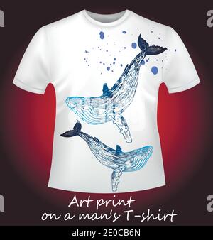 T-shirt blanc avec baleines Illustration de Vecteur