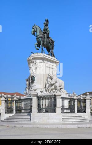 Roi José I statue équestre, Praca do Comercio, Baixa, Lisbonne, Portugal, Europe Banque D'Images