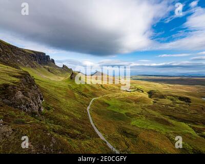 Paysage de montagne, Quiraing Landslip, Isle of Skye, Inner Hebrides, Écosse, Royaume-Uni, Europe Banque D'Images