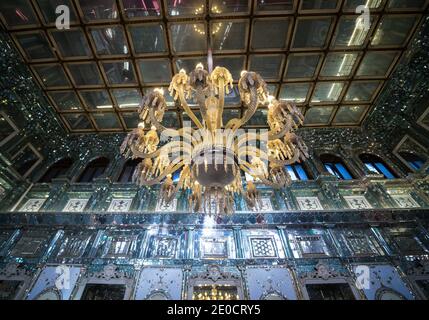 Hall de l'Édifice de l'ol Emareh Shams (soleil) dans la construction du Palais du Golestan (Palais des fleurs) dans la ville de Téhéran, capitale de l'Iran Banque D'Images